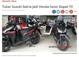 New Honda Sonic 150R Trade In